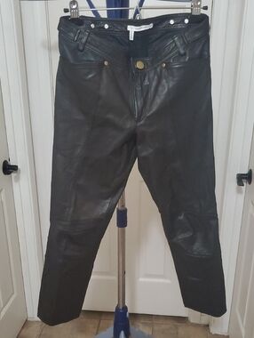 10 Crosby Derek Lam Black Straight-Leg Leather Jeans